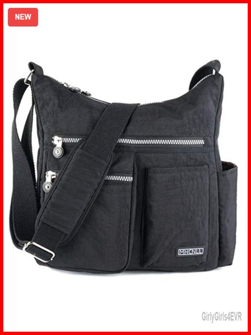 Lightweight Water-Resistant Nylon Crossbody Bag with RFID Pocket